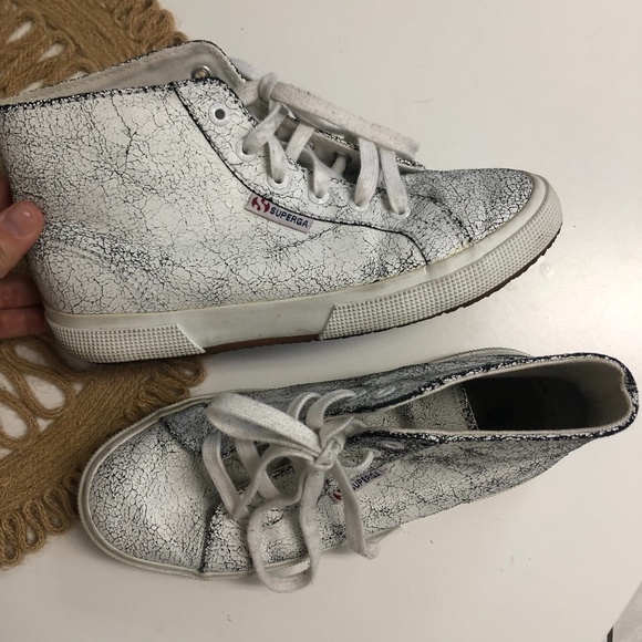 Cracked leather hightop supergas shoes size 7.5 - Picture 4 of 13